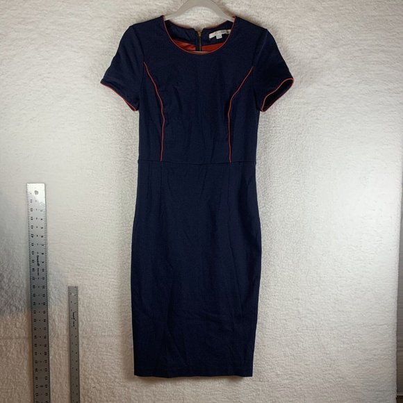 Boden Dresses & Skirts - Boden Marianna Ponte Dress Women's 6 Navy Stretch Zipper Back Short Sleeve 7630